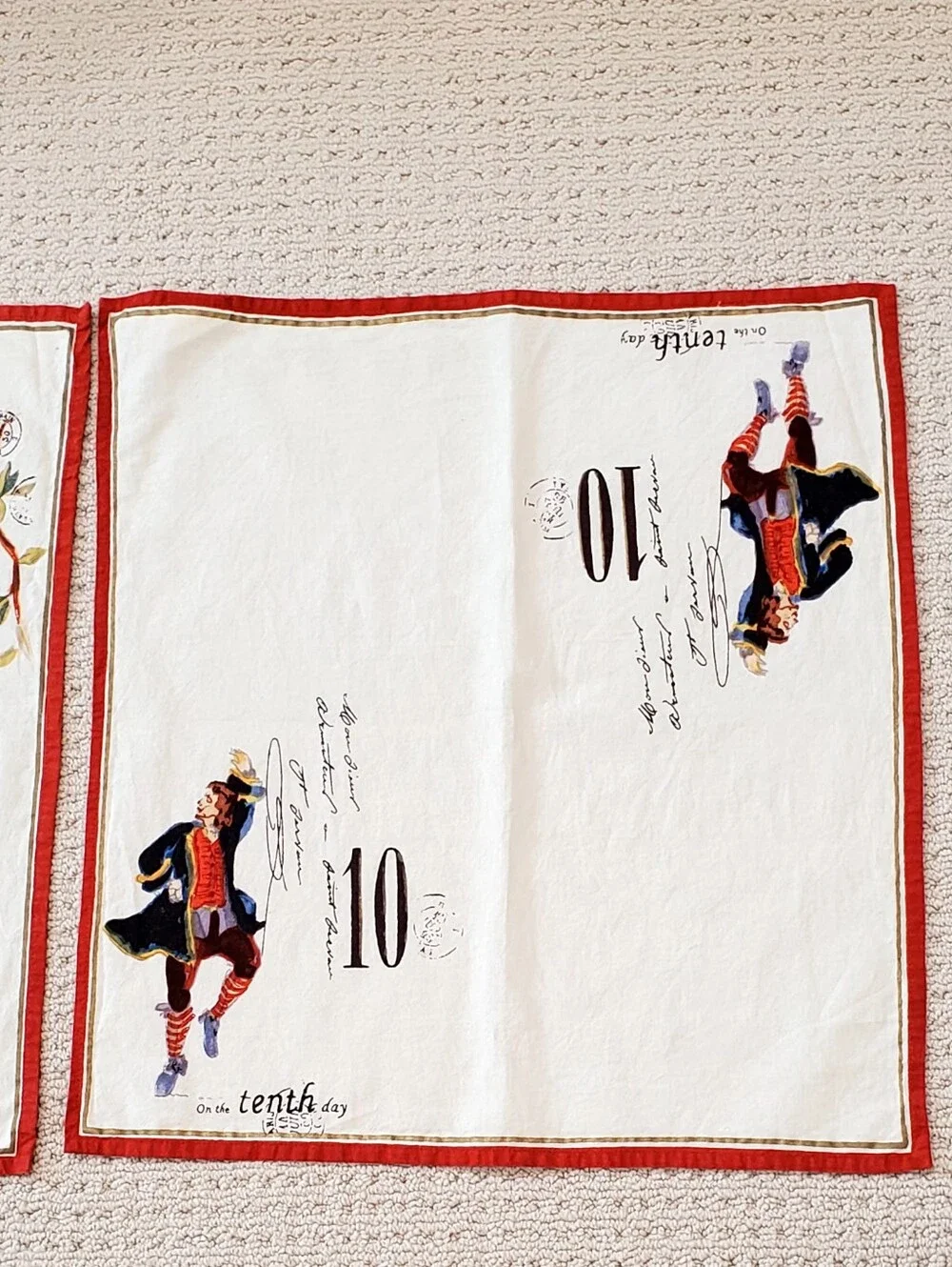 Williams Sonoma 12 Days of Christmas Theme Cotton Dinner Napkins 2nd/10th, 20